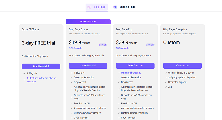 Quick Creator AI Pricing Plans