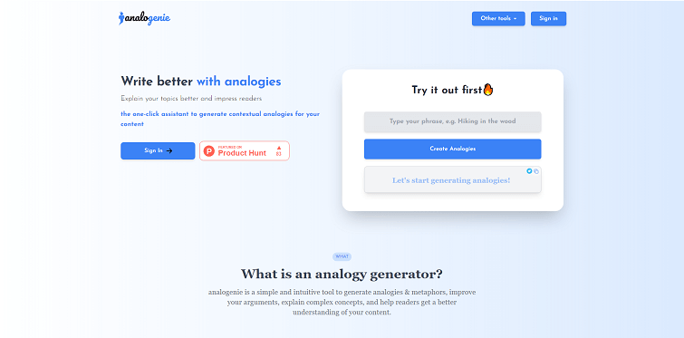 Analogenie AI - Simplify intricate ideas for your readers using Analogenie