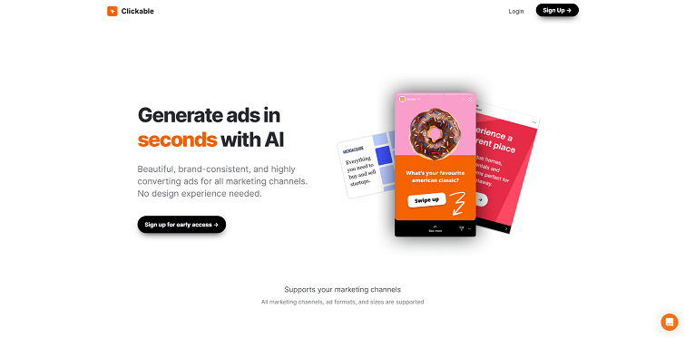 Clickable AI - Create ads in seconds with AI for multiple marketing channels