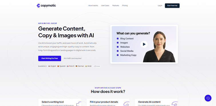 Copymatic AI - Generate text in seconds with AI and save hours of work